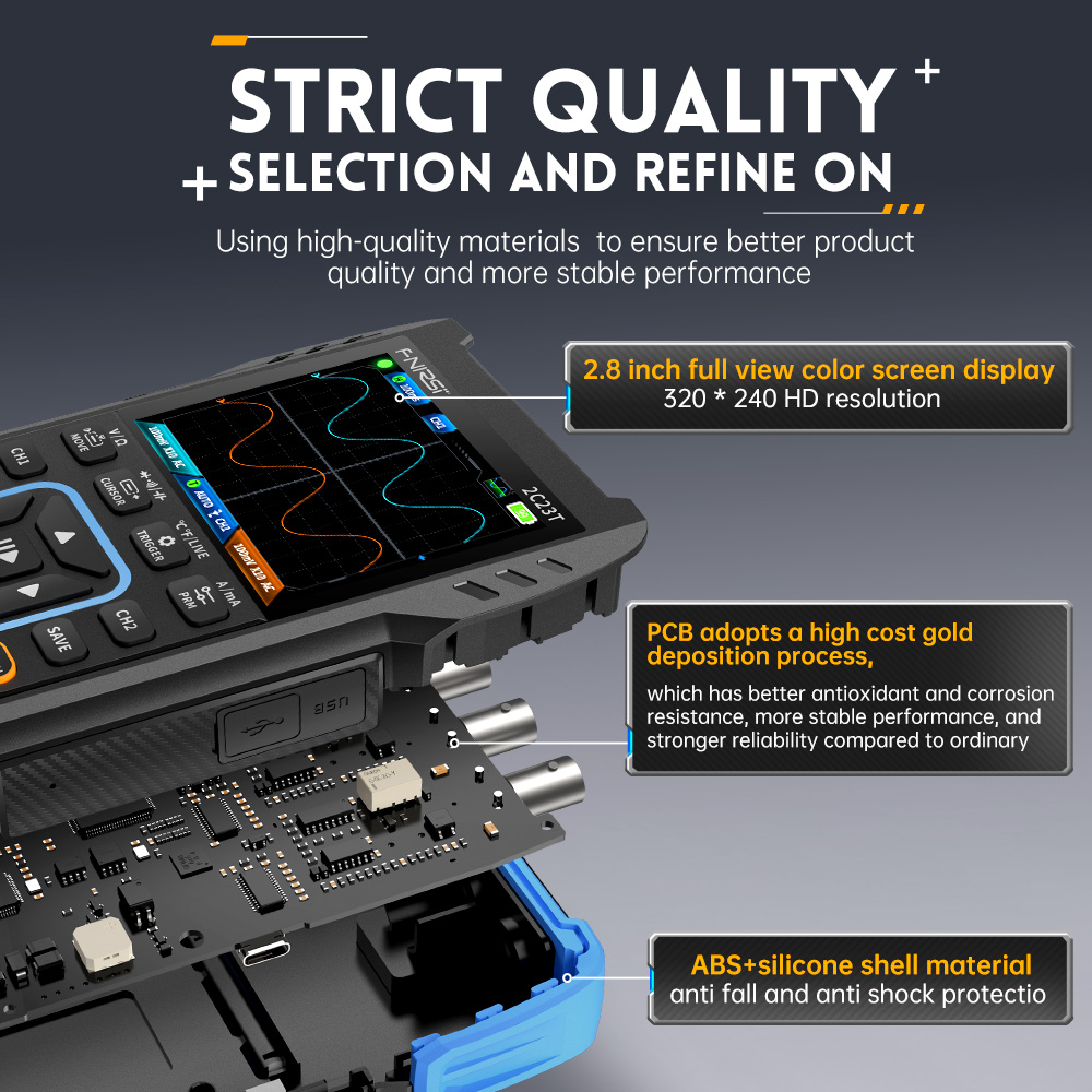 2C23T 3-in-1 digitale oscillos - Fnirsi Digital Oscilloscope Handheld recensie en prijs