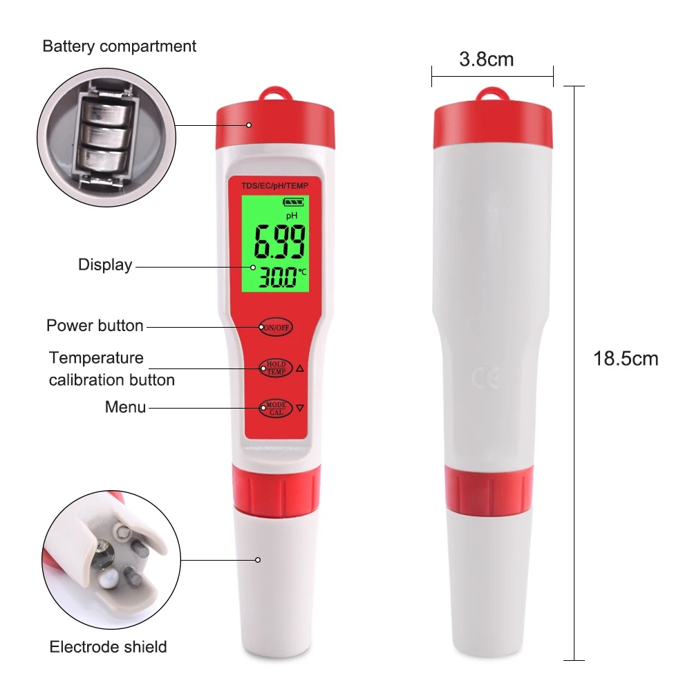 4 IN 1 TDS PH-meter PH/TDS/EC/ - Ph Meter Digital Water Tester recensie en prijs